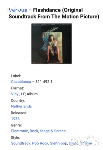  Flashdance (Original Soundtrack From The Motion Picture) Издание 🇳🇱 HOLLAND 1983г  Състояние на в, снимка 2 - Грамофонни плочи - 53611731