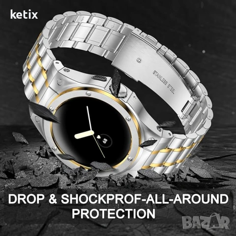 SUPLINK Каишка от неръждаема стомана, съвместима с Google Pixel Watch 3/2/1,мъжка, снимка 2 - Каишки за часовници - 53023364