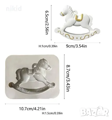 Голямо дървено конче клатушка силиконов молд форма декорация торта фондан шоколад и др., снимка 4 - Форми - 22948342