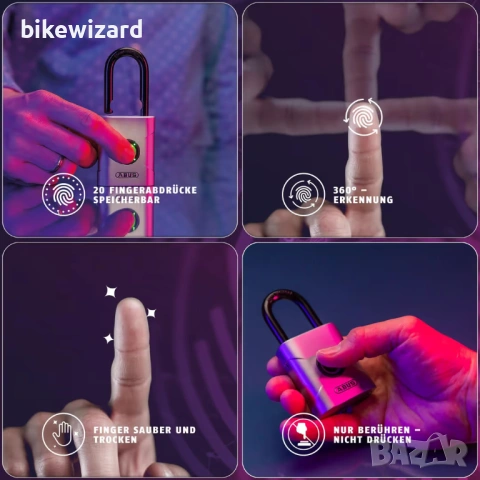 Катинар ABUS Fingerprint Lock без ключ, устойчив на атмосферни влияния – 45 мм НОВ, снимка 3 - Други стоки за дома - 53639417