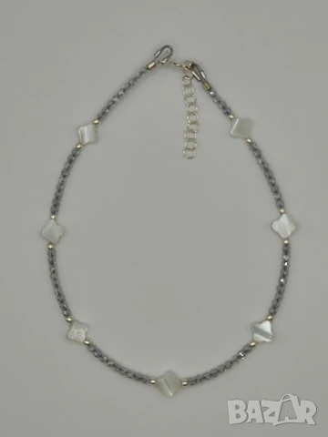 925 сребърна гривна за глезен със седеф, снимка 5 - Гривни - 50313065