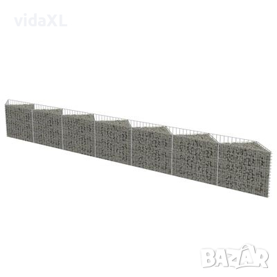 vidaXL Габионна стена, поцинкована стомана, 450x30x50 см（SKU:143572, снимка 1
