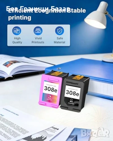 Нови HP 308e 308XL мастилници XL черна+цветна комплект 2 броя принтер, снимка 4 - Други - 53693196