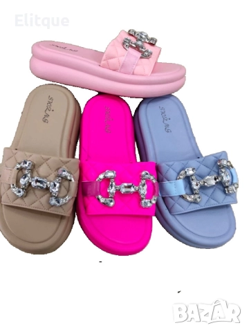 Брилянтен блясък, безупречен стил: Луксозни дамски чехли с уникални блестящи украшения., снимка 5 - Чехли - 52871958