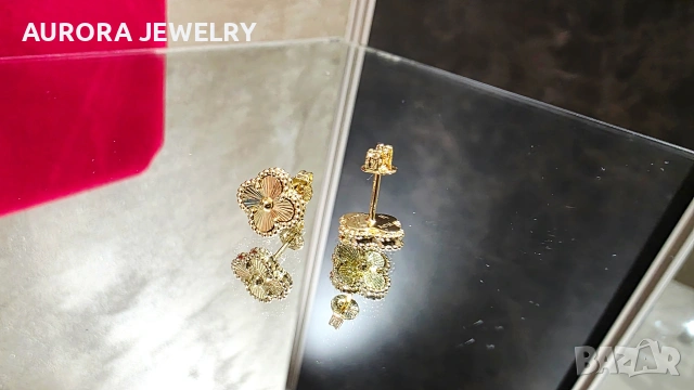 Van Cleef & Arpels VCA Gold Clear Sweet Alhambra Дамски Обеци, снимка 4 - Обеци - 53427840