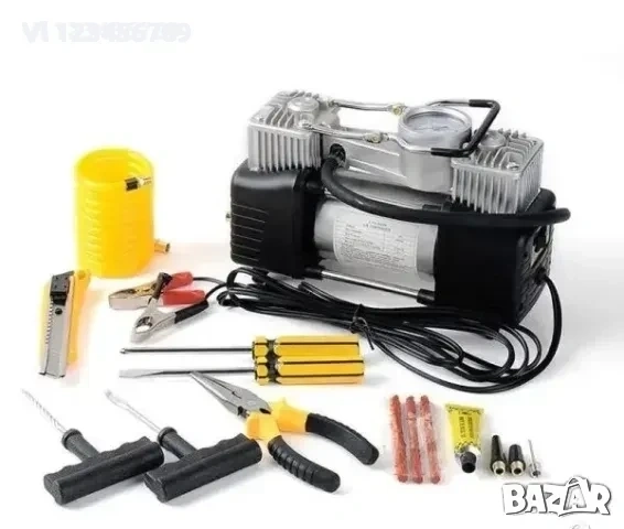 Мощен двуцилиндров компресор за автомобили KRAFTWORLD, снимка 4 - Аксесоари и консумативи - 53831042