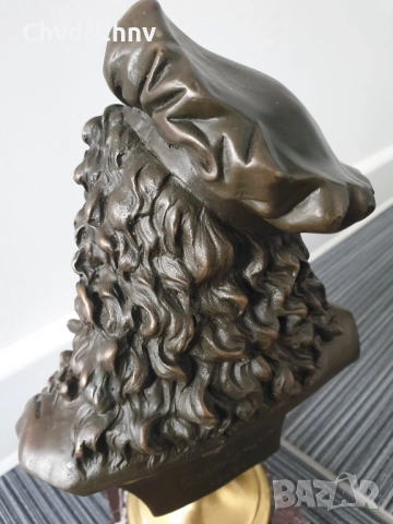 29см-3кг Belleuse статуетка/френска бронзова скулптура/фигура-бюст на Рембранд, снимка 8 - Статуетки - 52724476