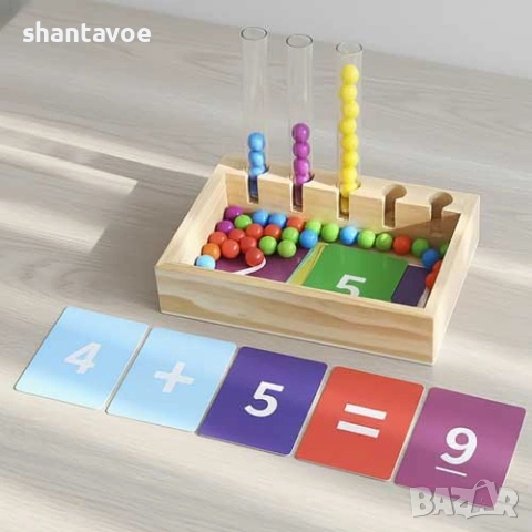 Монтесори игра за сортиране по цветове с 40 дървени топчета, снимка 7 - Образователни игри - 49369446