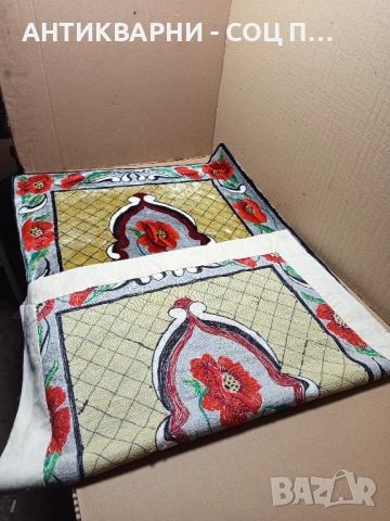 Соц Стар Ръчно Изработен Копринен Кавйор За Стена Размери 65/123 см., снимка 6 - Антикварни и старинни предмети - 51713545
