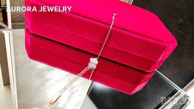 Van Cleef & Arpels VCA 1 Motif Rose Gold Chalcedony Sweet Alhambra Дамска Гривна, снимка 5 - Гривни - 53405215