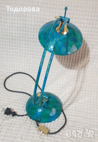 Настолна нощна лампа с тюркоазено - зелен цвят, снимка 6 - Антикварни и старинни предмети - 53209819