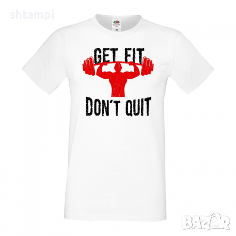 Мъжка тениска Get Fit Don't Quit Фитнес тениска Gym,спорт,Щанги,Тренировки,Спортуване,Gym., снимка 2 - Тениски - 36507019