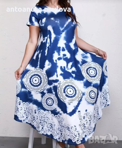 Макси разкроена рокля в синьо, снимка 2 - Рокли - 44374962