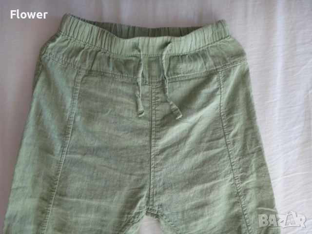 HM Бебешки/Детски зелен панталон от ленена смес, размер 92, снимка 3 - Панталони и долнища за бебе - 52948376