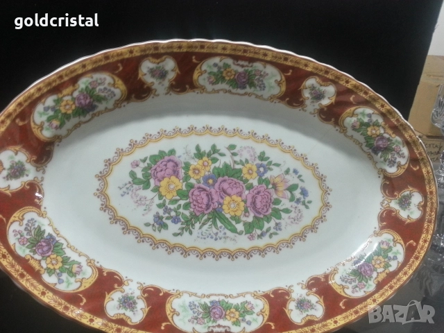 Стар български порцелан плато елипса , снимка 2 - Антикварни и старинни предмети - 52674273