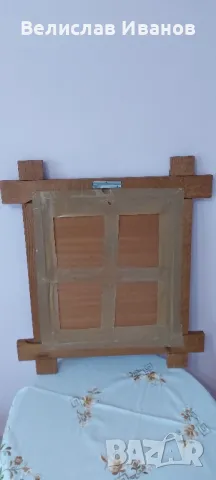 Гоблен "Млекарката" с вълнени конци и масивна дървена рамка, снимка 6 - Гоблени - 50054709