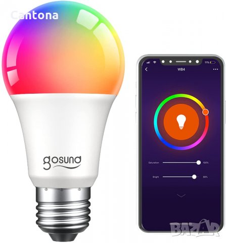2 броя 8W, 800LM Smart Wi-Fi RGBW LED Light Bulb Gosund, Alexa, Google Home