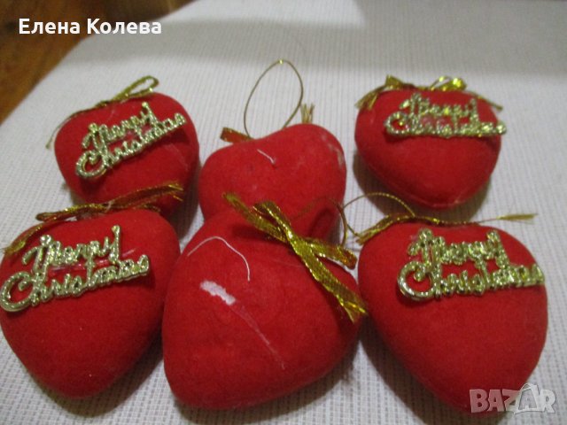 Коледни сърчица и панделки за елха, снимка 1