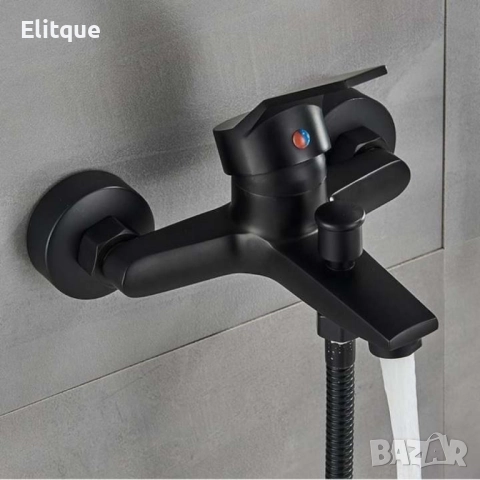 Смесител за баня и душ, черен мат, за вана, с две функции и стенен монтаж, снимка 2 - Други стоки за дома - 52854033