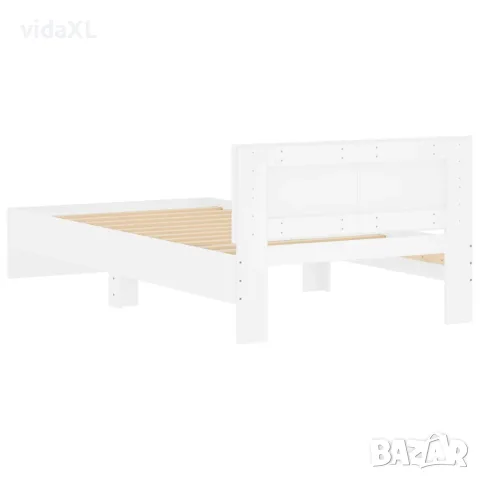vidaXL Рамка за легло с табла, бяла, 100x200 см, инженерно дърво, снимка 7 - Спални и легла - 56148079