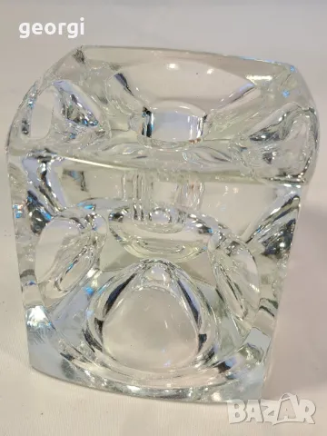 дизайнерски немски кристален свещник кубче лед 14/1, снимка 2 - Декорация за дома - 49396931