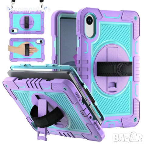 Удароустойчив калъф със задна част от PC и Лента през рамо за Xiaomi Redmi Pad 2 | 360° ротация | Пр, снимка 6 - Калъфи, кейсове - 52117191