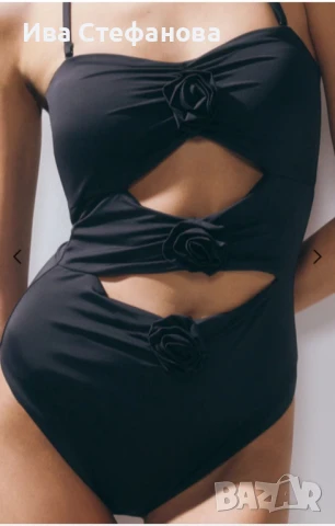 нов елегантен черен класически модел бански 3 Д 3D рози , снимка 8 - Бански костюми - 51388305