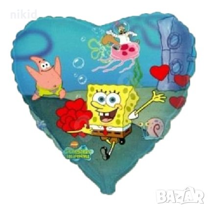 Спонджбоб спондж боб Sponge Bob сърце балон фолио фолиев хелий или въздух парти рожден ден