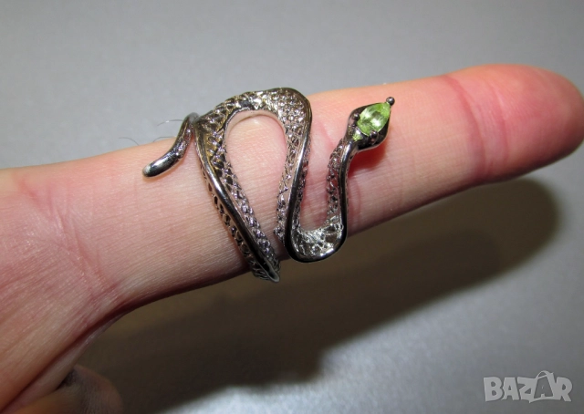 Пръстен змия с аметист гранат и перидот подходящи за подарък, снимка 7 - Пръстени - 50235478