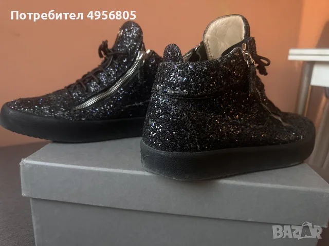 Giuseppe Zanotti London Glitter Черни Кецове 44 Оригинал - Кутия - Made in Italy, снимка 3 - Маратонки - 56202494