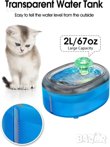 WOPET Фонтан за вода за котки и кучета, 2 литра / 2L Автоматичен фонтан за пиене за домашни любимци, снимка 2 - За котки - 50494950