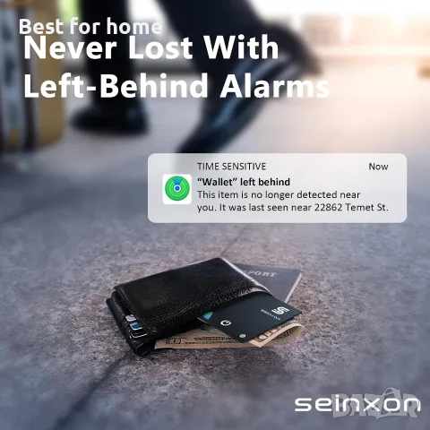 SEINXON Проследяващо устройство за портфейли (само за iOS) IP68 Тънко устройство за търсене , снимка 5 - Друга електроника - 55874529