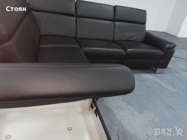 ПРОМОЦИЯ!!! Черен кожен ъглов диван "Boreas" с релаксиращ механизъм, снимка 8 - Дивани и мека мебел - 39394554