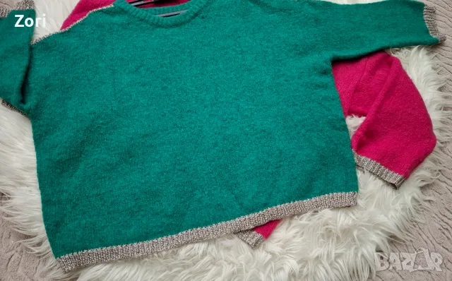 Вълнени пуловери овърсайз със сребристи акценти в два цвята, снимка 2 - Блузи с дълъг ръкав и пуловери - 49220772