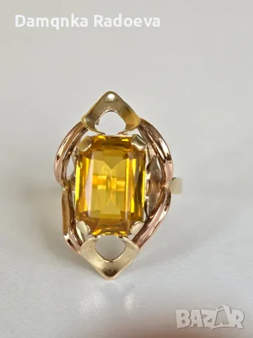 Златен пръстен с Цитрин 14 карата,проба 585, снимка 13 - Пръстени - 47891042