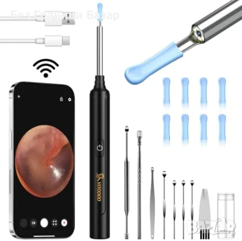 Нова Камера за почистване на уши 1920P HD отоскоп 6 LED 8 накрайника за iOS Android