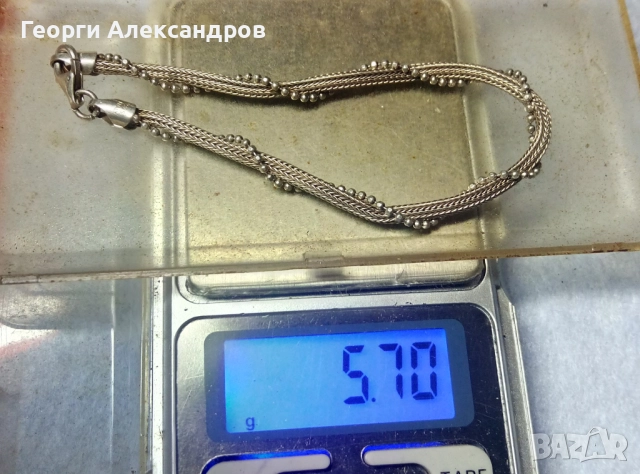 РАЗКОШНА Маркова СРЕБЪРНА ГРИВНА Сребро 925 ITALY с Бяла ПОЗЛАТА