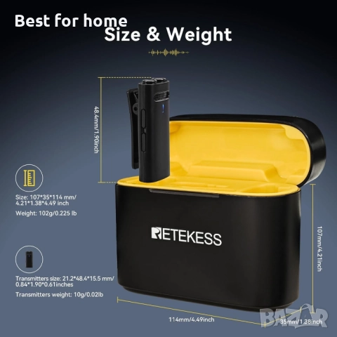 Комплект безжични микрофони Retekess TG103, снимка 8 - Микрофони - 52901760