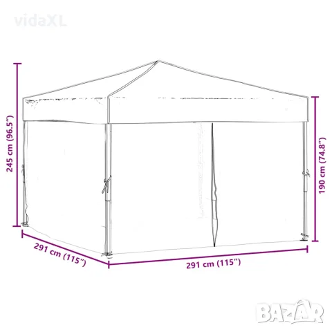 vidaXL Сгъваема парти палатка със странични стени, таупе, 3x3 м, снимка 9 - Палатки - 56148333