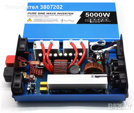 Инвертор чиста синусоида с LCD екран 5000W DC 12/24v към AC220v-50Hz, снимка 4 - Друга електроника - 50635443