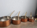 Комплект медни тигани с бронзови дръжки, снимка 1