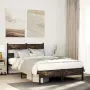 vidaXL Рамка за легло, без матрак, с табла, опушен дъб, 120x200 см, снимка 2