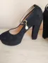 Черни велурени обувки  на ток и платформа, снимка 5