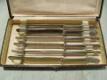 № 7831 комплект стари прибори   - 6 броя метални ножчета   - с кутия  - надпис / маркировка, снимка 2