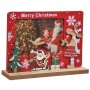 Коледна дървена рамка, Дядо Коледа и подаръци Merry Christmas, 19см