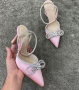Дамски луксозни обувки камъни с панделка код 85