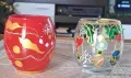 Рисувани ръчно стъклени чаши,чинии,свещници, снимка 9