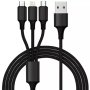 Универсален кабел 3в1, силиконов USB-A/USB-C, MICRO USB, Apple lighining- 1,2m, снимка 1 - Кабели и адаптери - 41617014