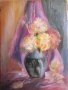 Картина -масло, фазер, ваза с хризантеми,51х36см., снимка 4