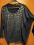 3-4xl ЕФЕКТНА ТЪМНОСИНЯ БЛУЗА ОТ ТРИКО С КОЖЕНА АПЛИКАЦИЯ, снимка 3